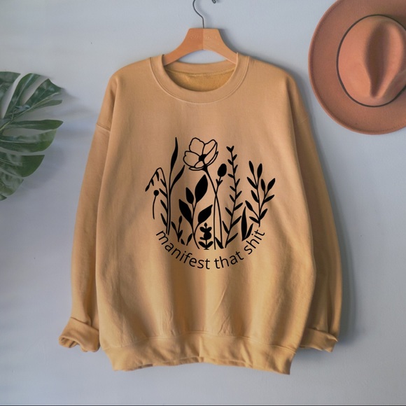 NEW Manifest that shit floral graphic sweatshirt - Picture 2 of 3